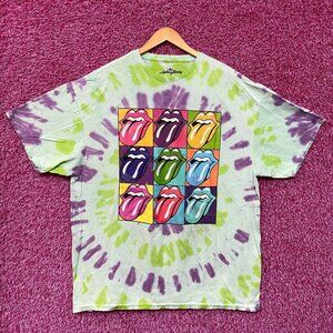 The Rolling Stones Hot Lips Pop Art Rock Tie Dye XL